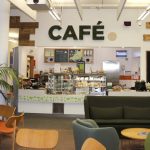 ESI Cafe facing counter showing seating area